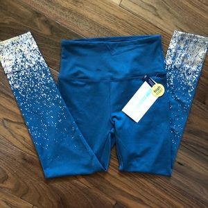 Marika • Sparkly Blue Ankle Leggings
